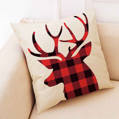 

New Merry Christmas Elk Linen Plaid Pillow Covers Sofa Throw Cushion Case Xmas Decor 2020