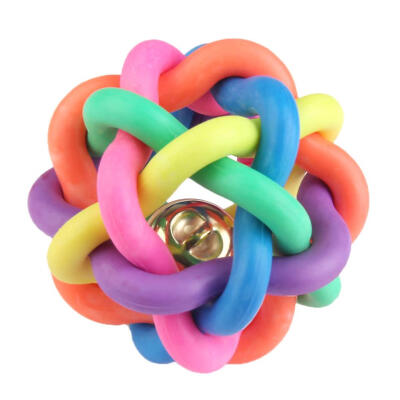 

Colorful Dog Bell Puppy Rubber Rainbow Ball Pets Playing Chew Sound Toys