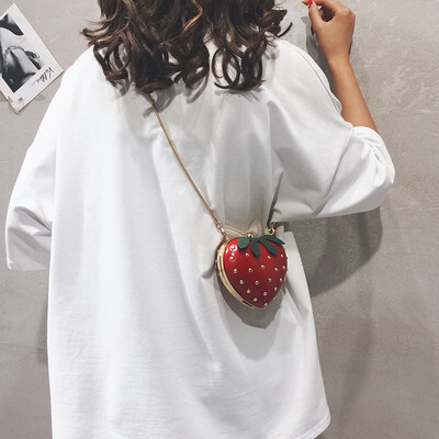 

Net red pouch handbag summer small fresh strawberry bag personality mini chain bag wild ins shoulder shoulder Messenger bag