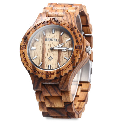 

BEWELL ZS - W023A Men Wooden Bangle Quartz Watch with Calendar Display