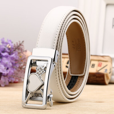 

Hot ladies leather belt casual cowhide designer belts women high quality fashion floral waist black white casual red hook belt