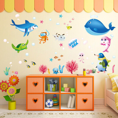 

Gobestart Colorful Fish Shark Ocean Wall Stickers Vinyl Decal Mural Kids Room Decor