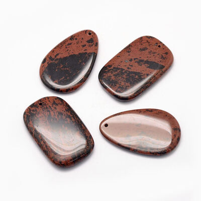 

Natural Mahogany Obsidian Stone Pendants Mixed Shape 5455x3435x557mm Hole 2mm