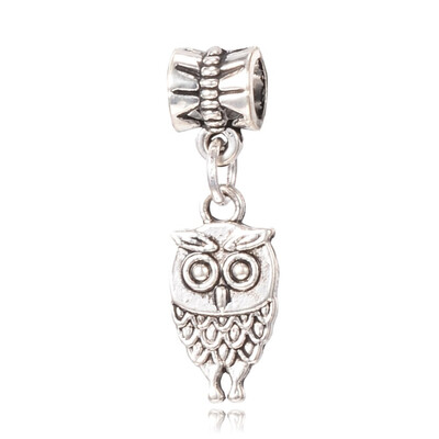 

Tibetan Style Alloy European Dangle Beads Large Hole Pendants Owl Antique Silver 31mm Hole 5mm