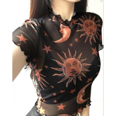 

Sexy Women Summer See Through Tee Club Short Sleeve Crop Tops T-Shirt Beam New