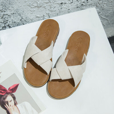 

Internet celebrity ins slippers women wear 2019 new one-word slippers with flat soles fashion sandals sandals