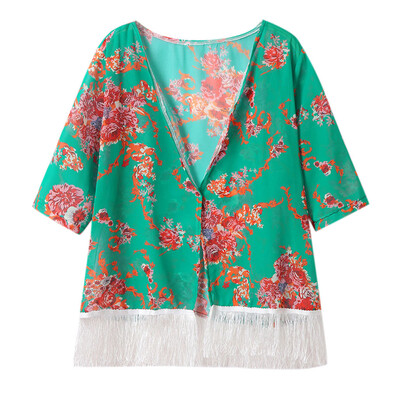 

Toponeto Women Beach Tops Print Swimwear Cardigan Swimsuit Bikini Cover Up