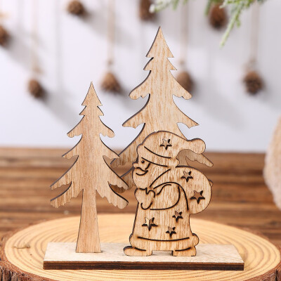 

Siaonvr Wooden Mini Christmas Tree Desktop Ornaments Merry Christmas Party Decor