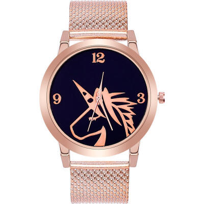 

Fashion Women Unicorn Watch Mesh Band Stainless Steel Analog Quartz Wristwatch Lady Luxury Watches 2019 Orologio Donna