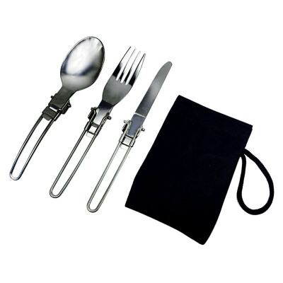 

4pcsSet Stainless Steel Fork Spoon Portable Bag Camping Flatware Tableware Tool