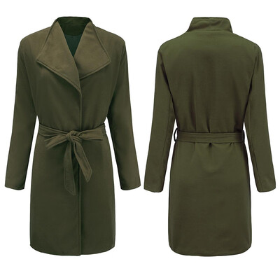 

Roseonmyhand Women Winter Warm Woolen Coat Trench Parka Jacket Belt Overcoat Outwear