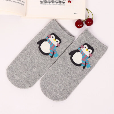 

2019 New Arrivl Women Cotton Socks Pink Yellow Cats Penguin Cute Ankle Socks Short Casual Animal Ear Gril Sox