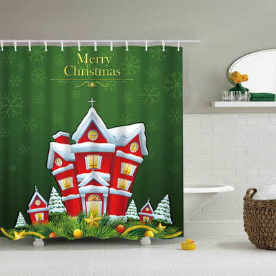 

Gobestart Christmas Waterproof Polyester Bathroom Shower Curtain Decor With Hooks 66x72