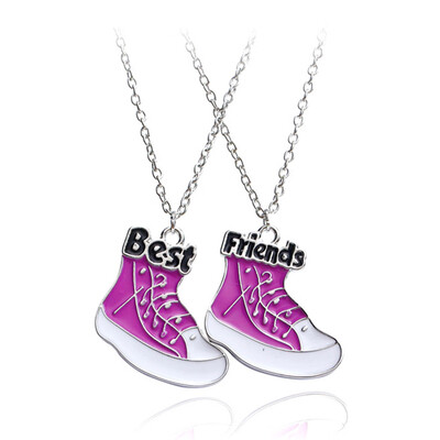 

Best Friends Forever Pendant Necklace For Women Shoes Necklace Friendship Jewelry Walk To Each Other Heart Necklaces
