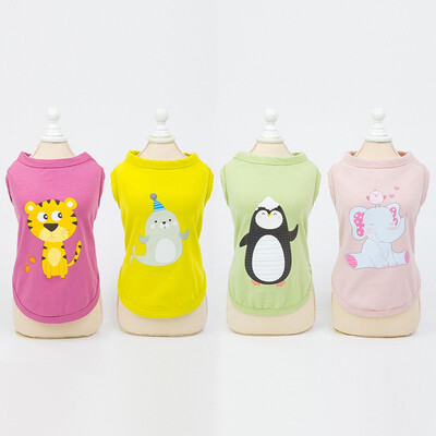 

Fashion Pet Spring Summer Clothes Dog Shirt Cute Cartoon Animals Soft Dog Cotton T-Shirt Tank Top Sleeveless Vest