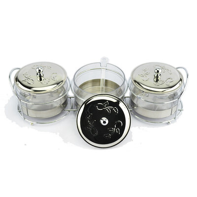 

220mlcanister viewable Cruet Condiment Spices Set with a spice rack Stainless Steel Condiment Canister Seasoning Tools HerbTool