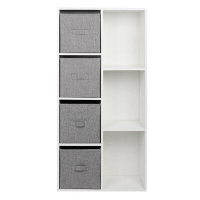 

Greensen Cube Bookcase Bookshelf with 7 Cubby Shelves 4 Bin Drawers for Home Office