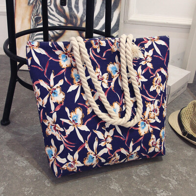 

Summer Shopping Big Bag floral Messenger Bags Women Canvas bohemian style striped Shoulder Beach Bag Female Casual Tote