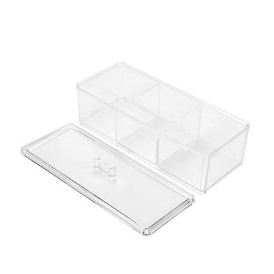 

Greensen 3 Grids Transparent Acrylic Cotton Swab Organizer Makeup Pads Storage Box Desktop Jewelry Case