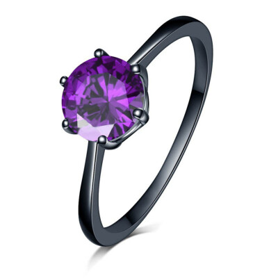 

Charm Female Fire Opal Ring Heart Purple Elegant Ring Gold Black Filled Jewelry Rings Vintage Wedding For Women