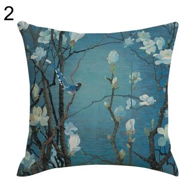 

Linen Scenery Flowers Printed Pillow Case Cushion Cover Home Sofa Car Bed Decor