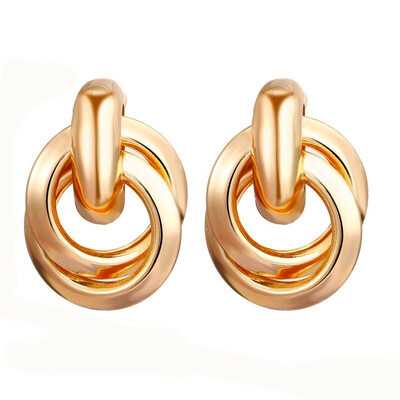 

2019 Fashion Gold Metal Round Disc Statement Earrings for Women Bijoux Brincos Party Gift Big Circle Drop Dangle Earring
