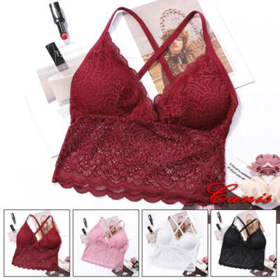 

Womens Floral Lace Bralette Bustier Bra Cami Crop Tops Push Up Unpadded Lingerie