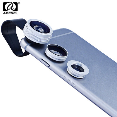 

APEXEL APL - FCFWM 3 In1 Clip-On 067X Wide-angle 180 Degree Full Screen Fisheye 10X Micro Lens for iPhone Samsung Xiaomi ZTE Note