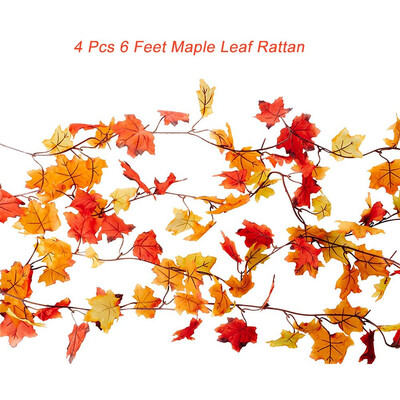 

〖Follure〗18M Garland Fall Maple Leaves Thanksgiving Decor Orange Red Leaves Rattan