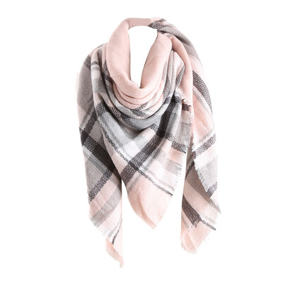 

Gobestart Women Winter Warm Color Stitching Long Wool Shawl Plaid Soft Neck Scarf