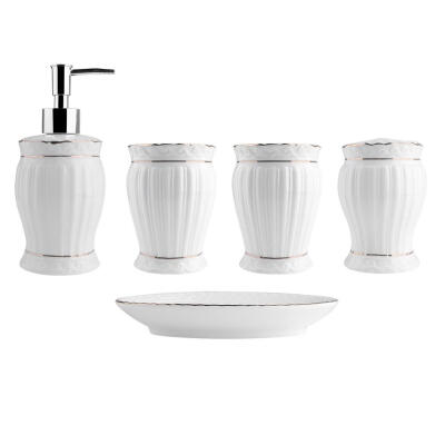 

Greensen 5PCS Ceramic Marble Bathroom Set Toothbrush Cup Holder Toilet Storage Accessories Bathroom Set Soap Dispenser