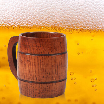 

Greensen 1Pc Practical Wooden Beer Milk Coffee Tea Mug Handmade Home Bar Drinking Cup With Handle Wooden MugBeer Mug