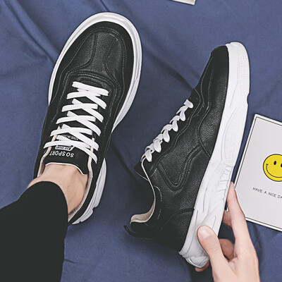 

Summer small whiteboard shoes mens sports&leisure tide shoes leather shoes Korean version of the trend of wild ins white shoes old man shoes