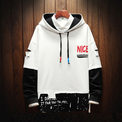 

Toponeto Men Splicing Button Pullover Long Sleeve Hooded Sweatshirt Tops Blouse