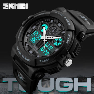 

SKMEI Men&39s LED Digital Alarm Date Military Sports Army Waterproof Quartz Watch