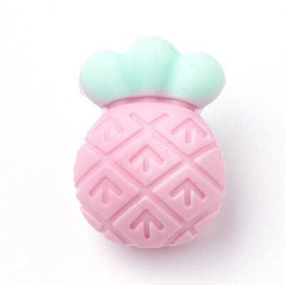 

Food Grade Environmental Silicone Beads Chewing Beads For Teethers DIY Nursing Necklaces Making Pineapple Pink 215x15x12mm