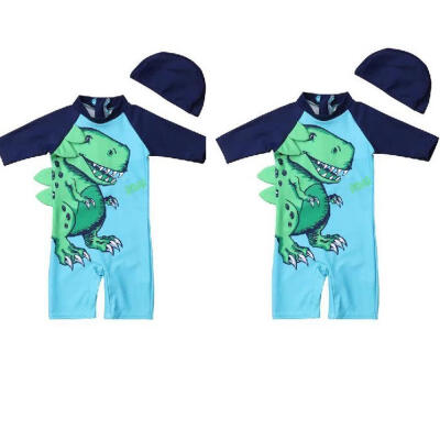 

2PCS Baby Kids Boy Dinosaur Swimming Costume TrunksHat Set Summer Beach Swimwear Fit For 1-6Y