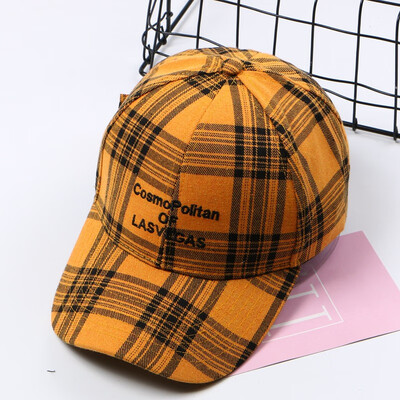 

South Korea Harajuku letters embroidered Plaid baseball cap casual England wild men&women Cap tide visor