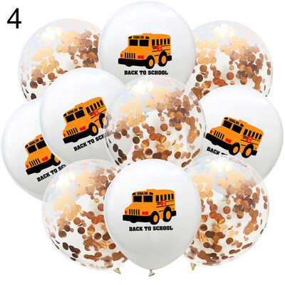 

10Pcs 12inch Glitter Confetti School Bus Pattern Latex Balloon Party Decoration