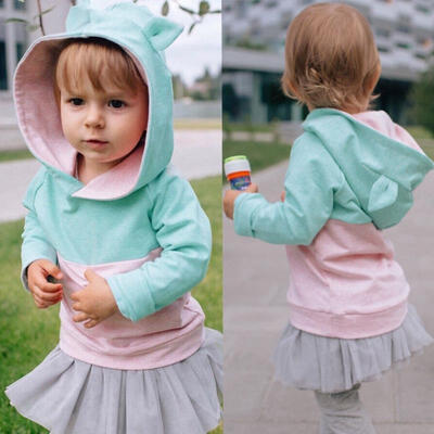 

Toddler Kid Baby Girl Boy Long Sleeve Top Hooded Outerwear Sweatshirt Clothes