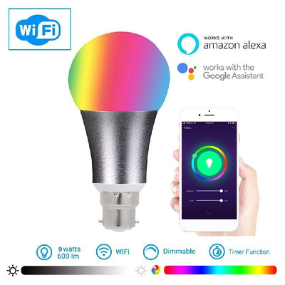 

2190 Smart WIFI LED Bulb WIFI Light RGB Multicolor LED Bulb 9W E2627 Dimmable Light Phone Remote Control Compatible with Alexa Go