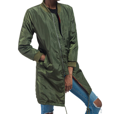 

Toponeto Women Fashion Winter Zipper Long Sleeve Cotton Long Windbreaker Coat