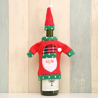 

Wine Bottle Cover Embroidery ClothesHat Decoration for Christmas New Year Party