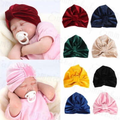 

Newborn Baby Soft Velvet Winter Hat Indian Turban Cap Bohemia Style Head Wrap