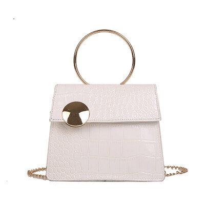 

Stone Pattern Patent Leather Messenger Bag Women Vintage Chain Crossbody Bags Designer Handbag With Metal Handle T2G