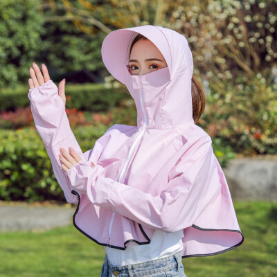 

Summer new solid-color sunscreen hoodie outdoor cycling sports waterproof fast dry female mid-length stock wholesale