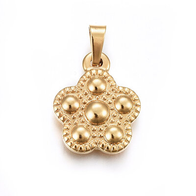 

304 Stainless Steel Pendants Large Hole Pendants Flower Golden 18x145x3mm Hole 5x3mm