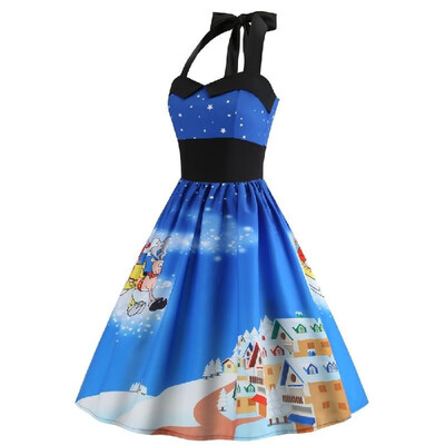 

Cross-border retro womens Christmas new autumn&winter high waist wrapped chest strapless Slim positioning large swing dress b
