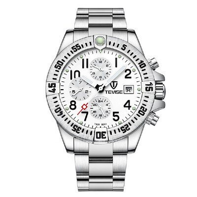 

TEVISE Men Automatic Mechanical Calendar Watch Multi-Functional Business Metal Case Stainless Steel Band Waterproof Watch