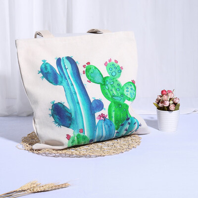 

Gobestart Portable&Washable Linen Plant Pattern Receipt Bag Reusable Shopping Bag